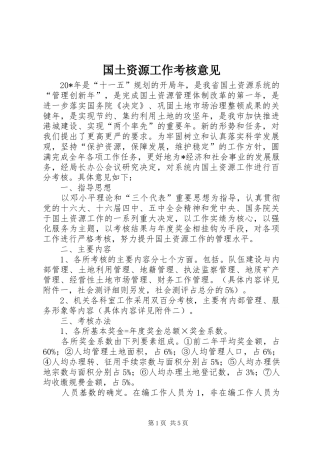 2024年国土资源工作考核意见