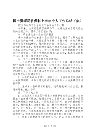 2024年国土资源局耕保科上半年个人工作总结