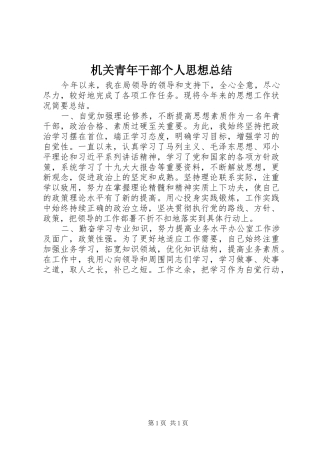 2024年机关青年干部个人思想总结