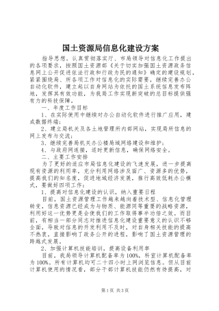 2024年国土资源局信息化建设方案