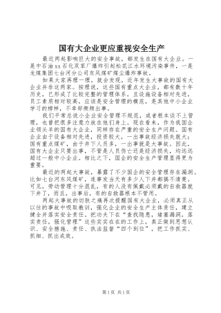 2024年国有大企业更应重视安全生产