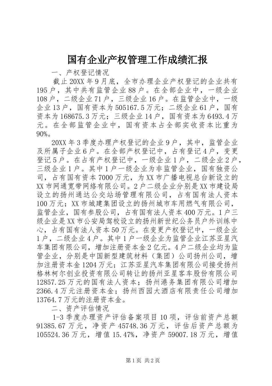 2024年国有企业产权管理工作成绩汇报_第1页