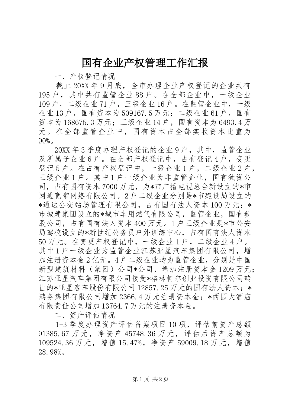 2024年国有企业产权管理工作汇报_第1页