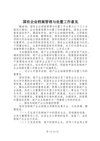 2024年国有企业档案管理与处置工作意见