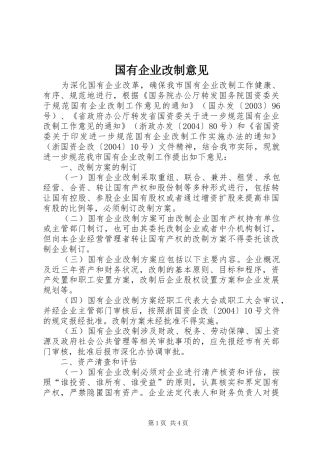 2024年国有企业改制意见