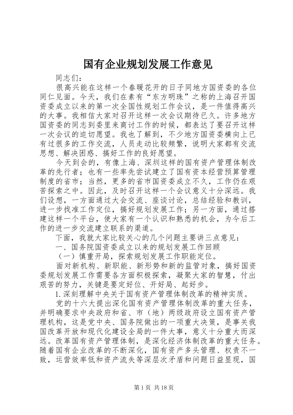 2024年国有企业规划发展工作意见_第1页