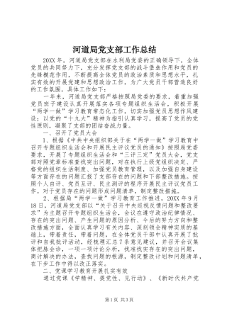 2024年河道局党支部工作总结