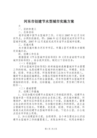 2024年河东市创建节水型城市实施方案