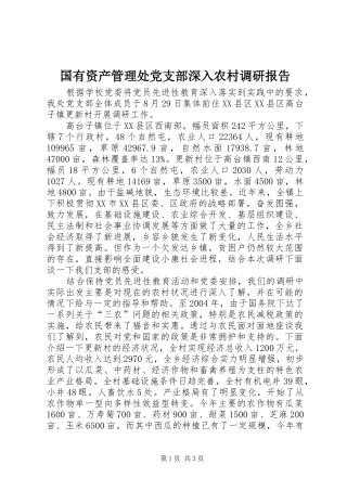 2024年国有资产管理处党支部深入农村调研报告