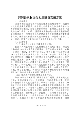 2024年河间县农村文化礼堂建设实施方案