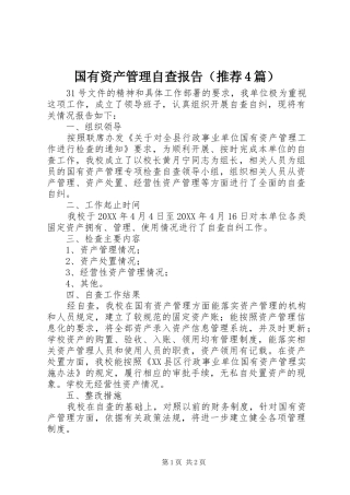 2024年国有资产管理自查报告