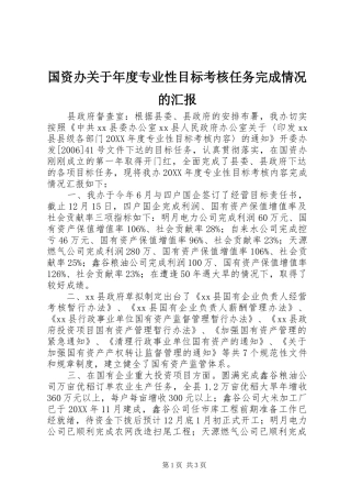 2024年国资办关于年度专业性目标考核任务完成情况的汇报