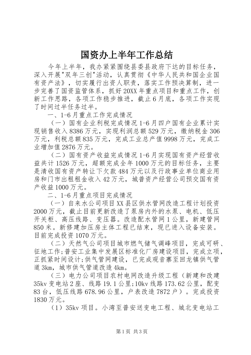 2024年国资办上半年工作总结_第1页