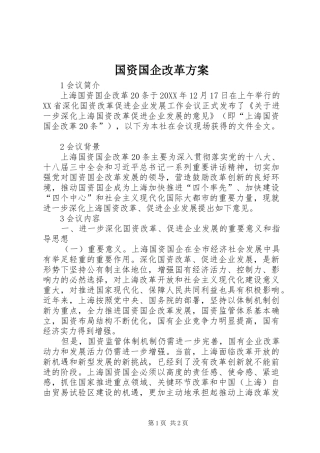 2024年国资国企改革方案