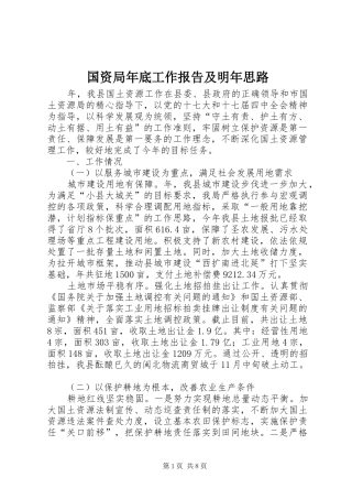 2024年国资局年底工作报告及明年思路