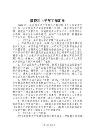 2024年国资科上半年工作汇报