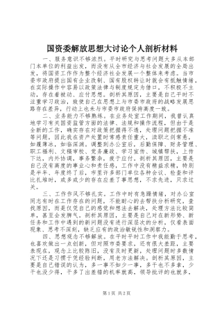 2024年国资委解放思想大讨论个人剖析材料