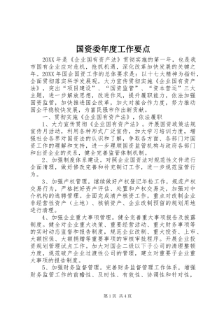 2024年国资委年度工作要点