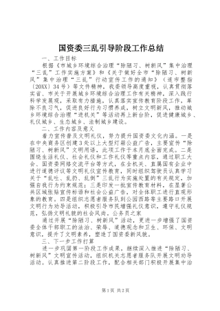 2024年国资委三乱引导阶段工作总结