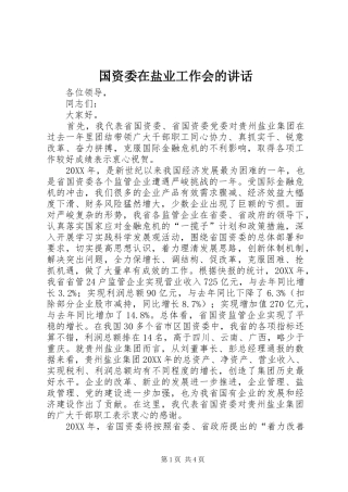 2024年国资委在盐业工作会的致辞