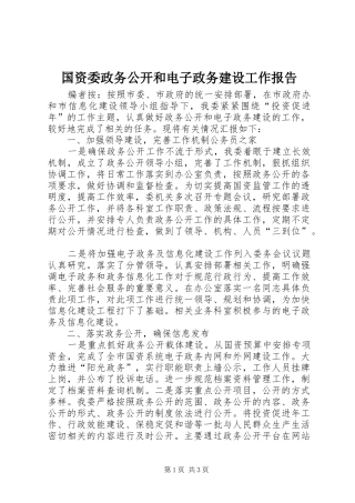 2024年国资委政务公开和电子政务建设工作报告