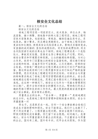 2024年核安全文化总结