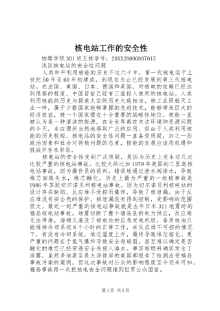 2024年核电站工作的安全性