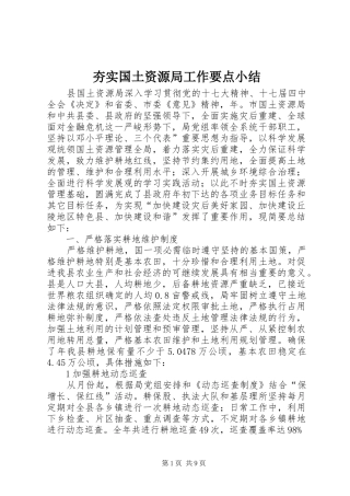 2024年夯实国土资源局工作要点小结