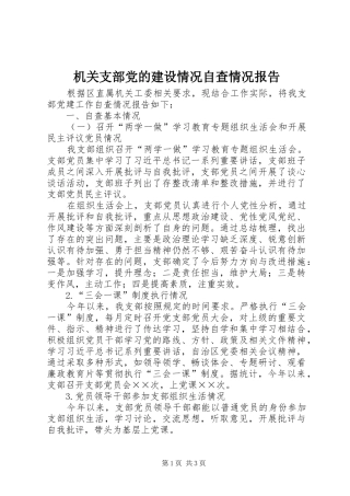 2024年机关支部党的建设情况自查情况报告