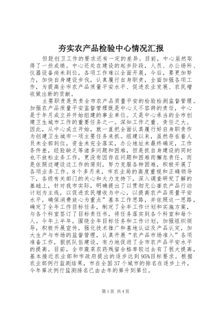2024年夯实农产品检验中心情况汇报