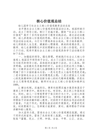 2024年核心价值观总结