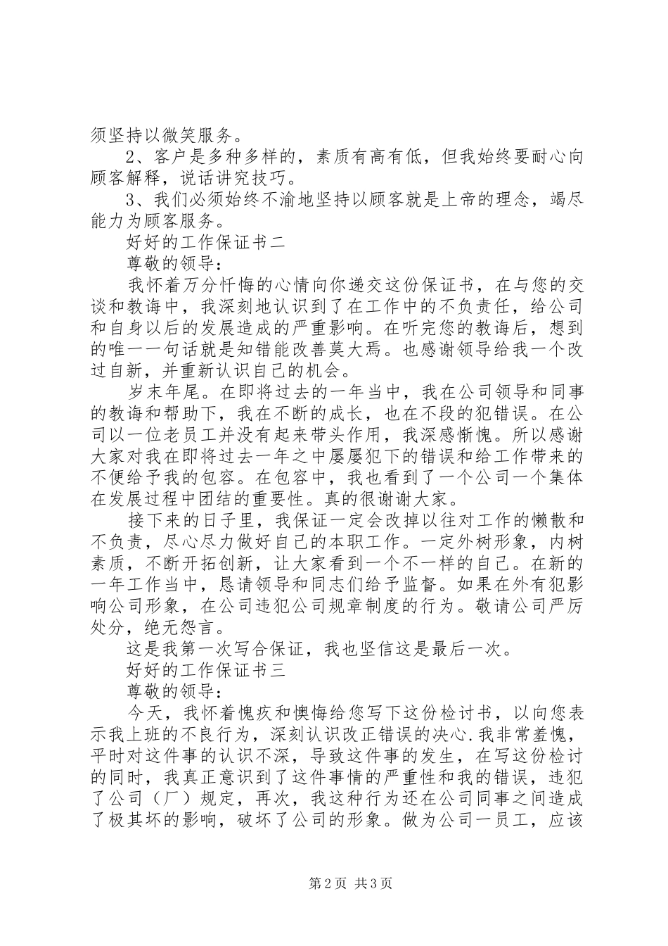 2024年好好的工作保证书_第2页