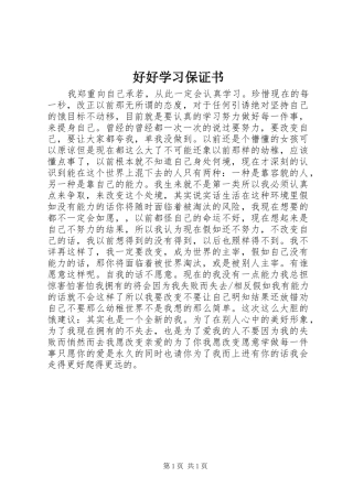 2024年好好学习保证书