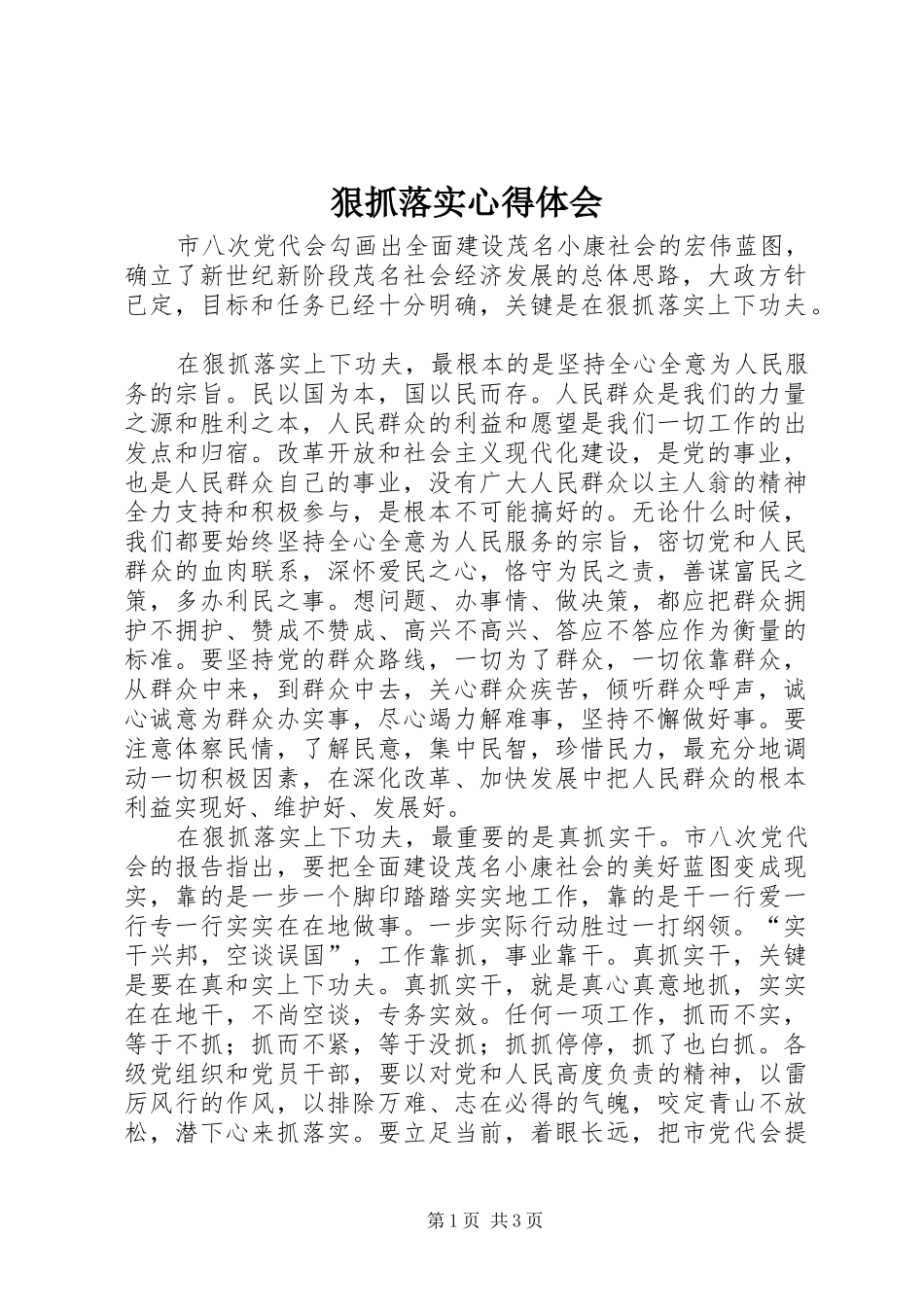 2024年狠抓落实心得体会_第1页