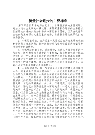 2024年衡量社会进步的主要标准