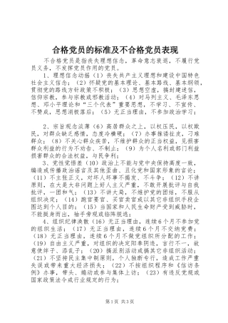 2024年合格党员的标准及不合格党员表现