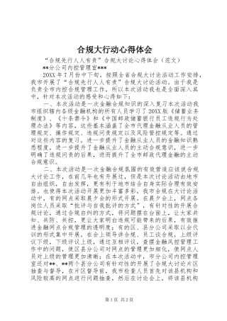 2024年合规大行动心得体会