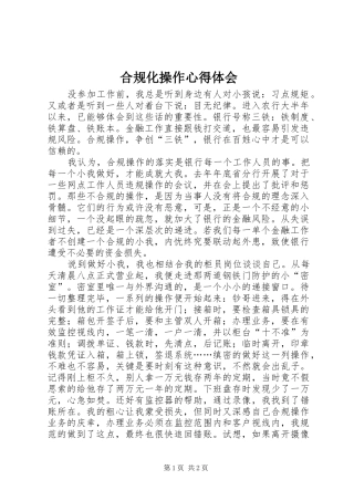 2024年合规化操作心得体会