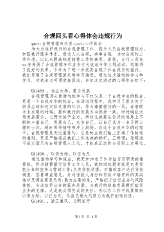 2024年合规回头看心得体会违规行为