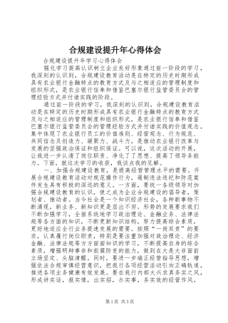 2024年合规建设提升年心得体会