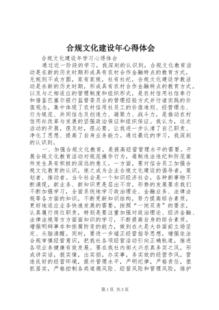 2024年合规文化建设年心得体会