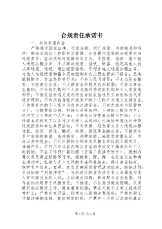 2024年合规责任承诺书