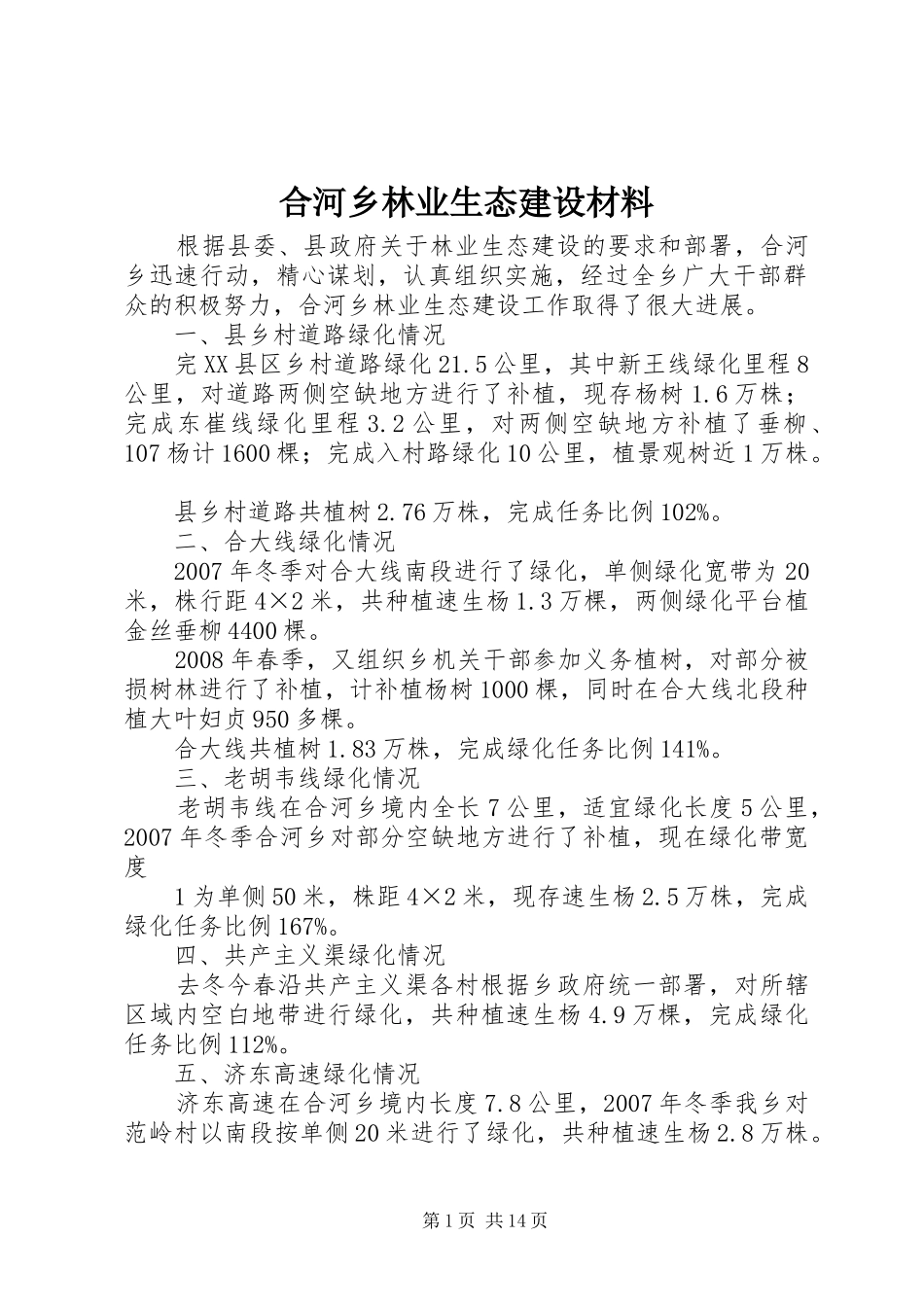 2024年合河乡林业生态建设材料_第1页
