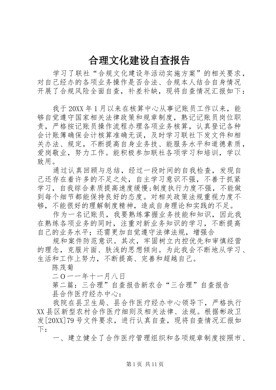 2024年合理文化建设自查报告_第1页