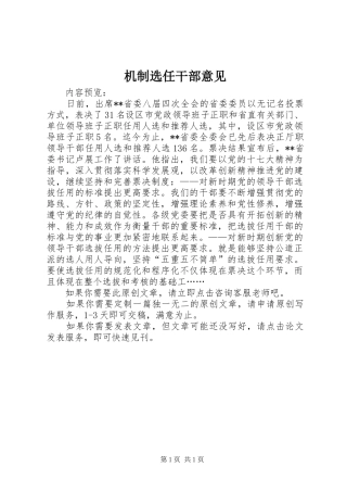 2024年机制选任干部意见
