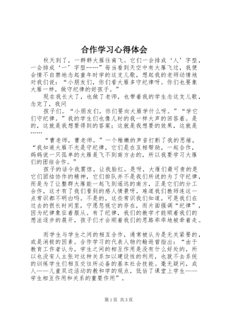 2024年合作学习心得体会