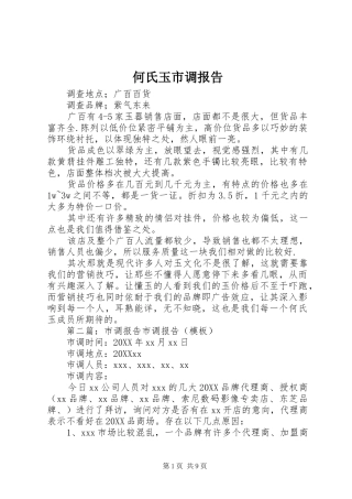 2024年何氏玉市调报告