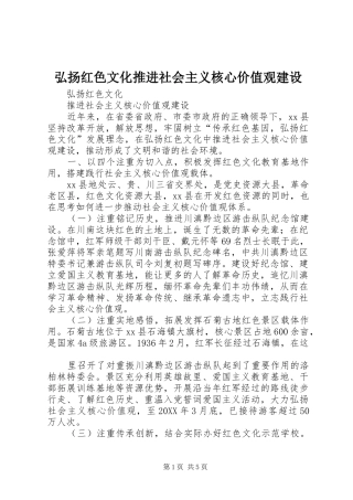 2024年弘扬红色文化推进社会主义核心价值观建设