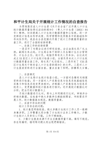 2024年和平计生局关于开展统计工作情况的自查报告