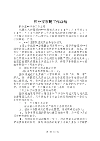 2024年积分宝市场工作总结